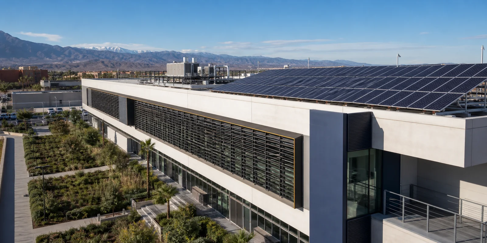 Bâtiment performant équipé de panneaux photovoltaïques